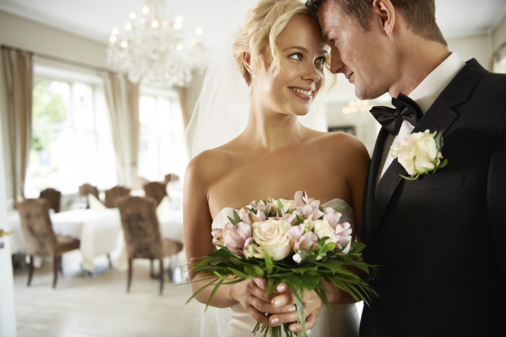 Bride & Groom looking into each other's eyes